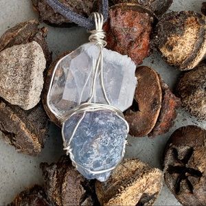 Faden Quartz & Blue Fluorite Drusy Necklace